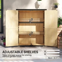Outsunny Wood Storage Shed, Outdoor Garden Shed with Asphalt Roof, 2 Shelves, Lockable Doors and Adjustable Feet, Natural(m-6)
