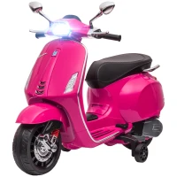 Qaba Vespa Licensed Kids Motorcycle 6V Toddler Motorcycle with Music, FM Radio, Headlight, Pink(m-1)