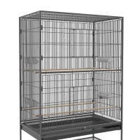 PawHut 60" Bird Cage with Stand for Cockatiels Canaries Lovebirds Finches, Budgie Cage with Wheels, Removable Tray, Storage Shelf(m-9)