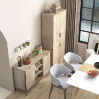 HOMCOM 70" 4-Door Storage Cabinet, Freestanding Pantry Cabinet with Adjustable Shelves for Living Room, Natural(m-9)