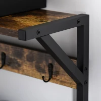 HOMCOM 3-in-1Hall Tree Entryway Coat Rack Shoe Bench with 9 Hanging Hooks, 3-Tier Storage Shelves, Multifunctional Hallway Organizer Brown/Black(m-9)