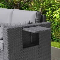 Outsunny 3 Seater Wicker Patio Sofa with Side Trays, Outdoor Couch with 6" Thick Back Cushions, Deep Seating, Grey(m-10)
