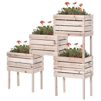Outsunny 4PCS Wooden Raised Garden Bed Kit, DIY Planter Box