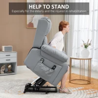 HOMCOM Electric Recliner Chair, Lift Chair for Elderly with Vibration Massage, Remote Control and Side Pockets, Gray(m-4)