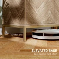 HOMCOM Accent Cabinet, Storage Cabinet with Doors, Adjustable Shelf and Steel Legs, Sideboard for Living Room, Oak(m-9)