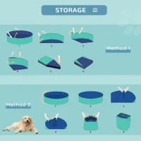 PawHut Φ63" Folding Dog Pool for Large dogs,  Portable Pet Kiddie Swimming Pool, Outdoor/Indoor Puppy Bath Tub with Nonslip Bottom for Dogs & Cats, Green(m-9)