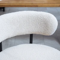 HOMCOM 4 Pieces Kitchen Chairs, Modern Dining Chairs w/ Berber Fleece Upholstery and Steel Legs for Living Room, Cream White(m-9)