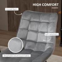 HOMCOM Upholstered Dining Chair Lounge Chair Soft Set of 2 Velvet-Touch Kitchen Reception Living Room Chair with Metal Legs, Grey(m-7)