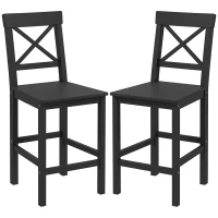 HOMCOM Counter Height Stools Set of 2, Farmhouse Bar Stools with Backs, Solid Wood Counter Stools for Kitchen Island(m-2)