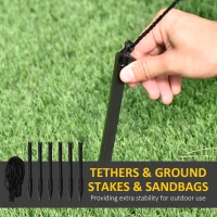 Outsunny 8ft Christmas Inflatables Outdoor Decorations Candy Cane Archway with Three Penguins and Gift Boxes, Blow-Up LED Yard Christmas Decor for Lawn Garden(m-7)