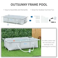 Outsunny 8.3ft x 5ft x 26in Frame Above Ground Swimming Pool Set with Filter Pump Filter Cartridge Reinforced Sidewalls Grey(m-7)