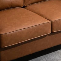 HOMCOM 51" Wide Loveseat with Armrest, 2-Seater Tufted PU Leather Double Sofa, Brown(m-8)