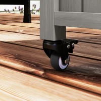 Outsunny Outdoor Grill Cart w/ Stainless Steel Top, Solid Wood Outdoor Kitchen Island w/ Wheels, Storage Cabinets, Gray(m-8)