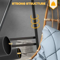 Outsunny Hammock Chair Stand, Hanging Heavy Duty Metal Frame Hammock Stand for Hanging Hammock Air Porch Swing Chair, Egg Cahir, Indoor & Outdoor Use, 70.1" x 56.3" x 70.9" Black(m-4)