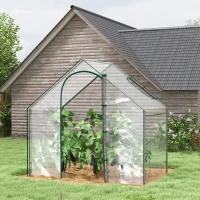 Outsunny 6 x 3.3 x 5.5ft Portable Garden Greenhouse Mini Flower Plant Growing Tent Outdoor Warm House Transparent PVC Tunnel Shed(m-1)