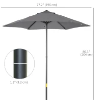 Outsunny 6.6FT Patio Umbrella, Outdoor Parasol with 6 Solid Ribs, Dark Grey(m-3)