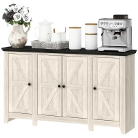 HOMCOM Rustic Sideboard, Buffet Cabinet with Adjustable Shelves for Living Room, Dining Room, Entryway, White Wood Grain(m-2)