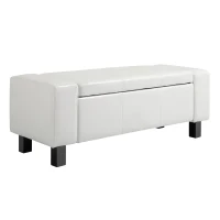 HOMCOM Large 42" Storage Ottoman, Tufted Faux Leather Storage Bench for Living Room, Entryway, or Bedroom, Cream White(m-11)