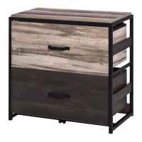 Vinsetto Lateral Office File Cabinet with 2 Large Drawers and Adjustable Metal Hanging Bars for A4, Letter and Legal Sized Files, Storage Organizer, Brown/Black(m-11)