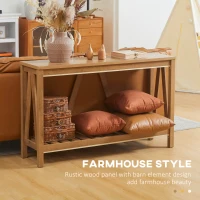 HOMCOM 52" Console Table, Farmhouse Narrow Entryway Table with Storage Shelf, Rustic Sofa Table with Anti-tipper for Living Room and Hallway, Brown(m-5)