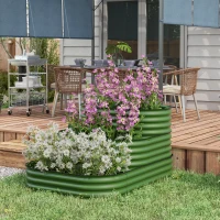 Outsunny 5.2'x3.6'x2.7' Outdoor Raised Garden Bed, 3-Tier Galvanized Planter Box with Safety Edging for Vegetable, Flower, Green(m-8)