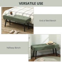 HOMCOM 39" Upholstered Ottoman Bench, Corduroy Entryway Bedroom Bench with Padded Seat and Steel Legs for Bedroom, Green(m-6)