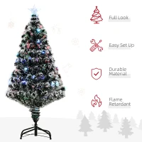 HOMCOM 4ft Pre-Lit LED Optical Fiber Christmas Tree Artificial Seasonal Decor(m-6)