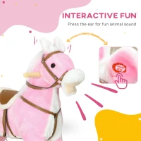 Qaba Rocking Horse Toddler Ride On Horse with Sound Saddle, Pink(m-4)