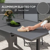 Outsunny 35"-71"  Extendable Aluminium Outdoor Dining Table, Slatted Top Patio Table for 4-6 Person, for Garden, Backyard, Grey(m-5)