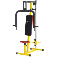 Soozier Chest Fly and Chest Press Machine for Back, Pectoral, Rear Deltoid and Shoulder Training, Yellow(m-1)
