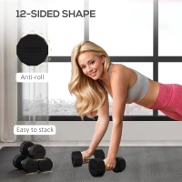 Soozier 2 x 20lbs Dumbbells Set with Non-Slip Grip, Rubber Covered Weights for Men Women Home Gym Workout(m-4)