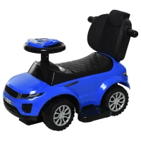 Aosom 2 in 1 Kid Ride on Push Car Sliding Car, Ride on Toy for Boy Girl Toddlers 1-3 Years Old, with Horn Music Light Function Secure Bar, Blue(m-11)