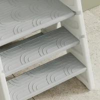 Qaba Foldable & Adjustable Kitchen Stool Helper with Handles, Non-Slip, for Bathroom, Sink, Kitchen, Gray(m-9)
