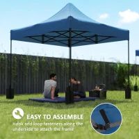 Outsunny 10' x 10' Replacement Canopy Top for Pop Up Canopy Tent with 4 Sand Bags, UPF50+ Protection, Navy Blue(m-6)