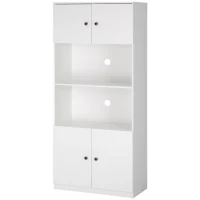 HOMCOM 71" Kitchen Buffet with Hutch, Pantry Storage Cabinet with Shelves and Microwave Countertop, White(m-11)