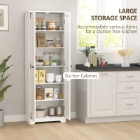 HOMCOM 67" Farmhouse Pantry Cabinet with 2 Doors, Tall Storage Cabinet with Adjustable Shelves, Distressed White(m-5)