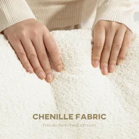 HOMCOM Modern Armchair, Upholstered Chenille Accent Chair with Wood Frame and Back Pillow for Living Room, Cream White(m-5)