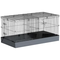 PawHut Guinea Pig Cage with Removable Top, 2 Separate Area, Waterproof Bottom Liner, Ramp, Perch, for Rabbits, Hedgehogs(m-11)