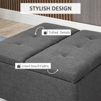 HOMCOM 30" Square Storage Ottoman, Upholstered Ottoman Coffee Table with Lift Top, Button Tufted and Wood Legs, Accent Footstool for Living Room, Dark Gray(m-5)