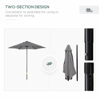 Outsunny 6.6FT Patio Umbrella, Outdoor Parasol with 6 Solid Ribs, Dark Grey(m-4)