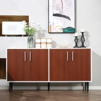 HOMCOM Modern Buffet Sideboard Kitchen Dining Storage Bar Cabinet with Adjustable Shelves Brown(m-8)