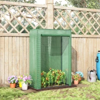 Outsunny Outdoor Steel Walk-in Garden Greenhouse Plant Warm House w/ Roll up Door, PVC Cover, 40"L x 20"W x 59"H, Green(m-1)