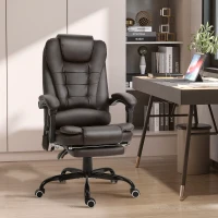 Vinsetto 7-Point Vibrating Massage Chair, Reclining Office Chair with Footrest, Reclining Back, Adjustable Height, Brown(m-8)