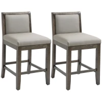 HOMCOM Counter Height Bar Stools Set of 2, Bar Chairs with Wood Legs, Grey(m-11)