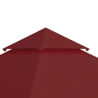 Outsunny 10' x 10' Gazebo Replacement Canopy Cover, 2 Tier Gazebo Roof Replacement TOP ONLY, Burgundy(m-7)