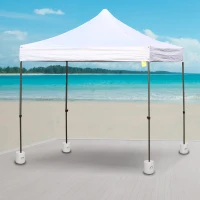 Outsunny 4pcs Outdoor Canopy Tent Leg Weight Base Plate Anchors Marquee Water Sand Filled Plastic White(m-8)