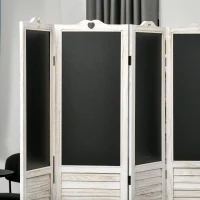 HOMCOM 4-Panel Folding Room Divider with Blackboard, 5.5 Ft Tall Freestanding Privacy Screen Panels for Bedroom or Office, White(m-7)