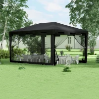 Outsunny 10 × 13 ft Outdoor Gazebo Canopy with Mesh Sidewalls – Party Tent Shade(m-1)