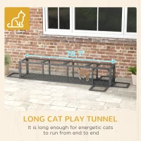 PawHut Wooden Cat Run with Weather Protection, Connecting Inside and Outside, 79"L x 15"W x 15"H, Dark Gray(m-7)