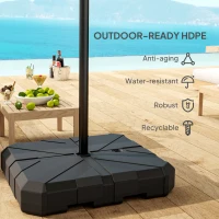 Outsunny Square Plastic Patio Umbrella Base Weight, Heavy Duty Cantilever Offset Umbrella Base, Filled Up to 143lbs with Sand or 130lbs with Water for Garden Poolside, Black(m-6)